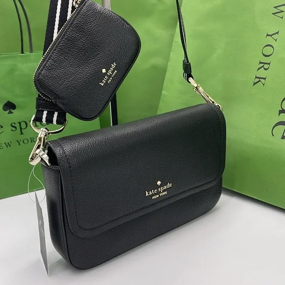 KATE SPADE Rosie Pebble Leather Small Flap Crossbody Black NWT - Picture 2 of 16